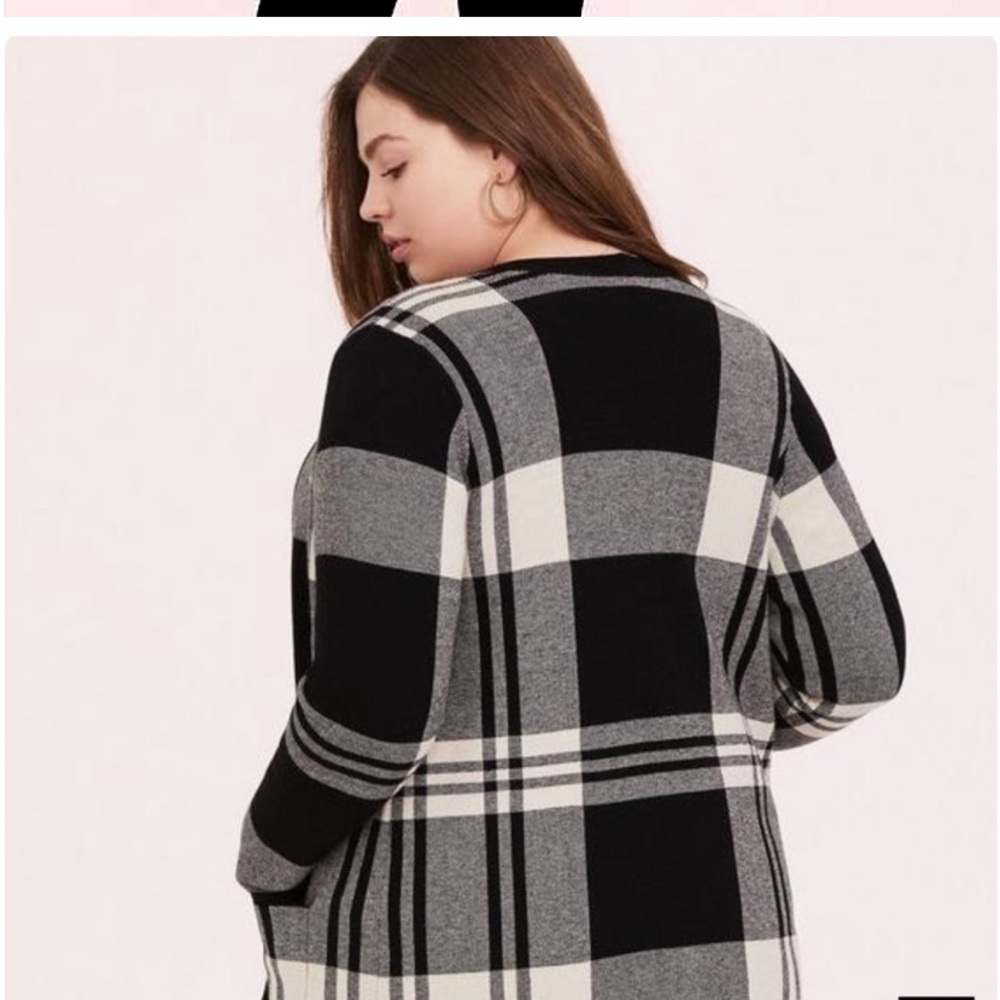 Torrid Plaid Check Open Front Cardigan NWOT - Picture 2 of 3